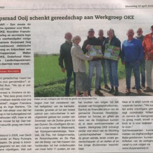 Dorpsraad Ooij schenkt gereedschap aan Werkgroep Oké